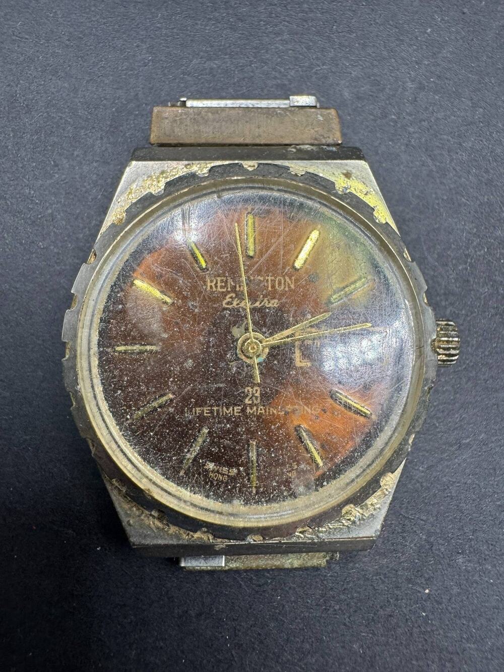 Vintage Remington Electra Wristwatch Parts Repair Gold Tone Analog Watch Head